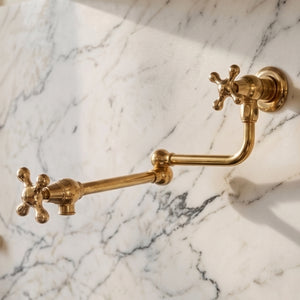 Unlacquered Brass Pot Filler with Cross Handles
