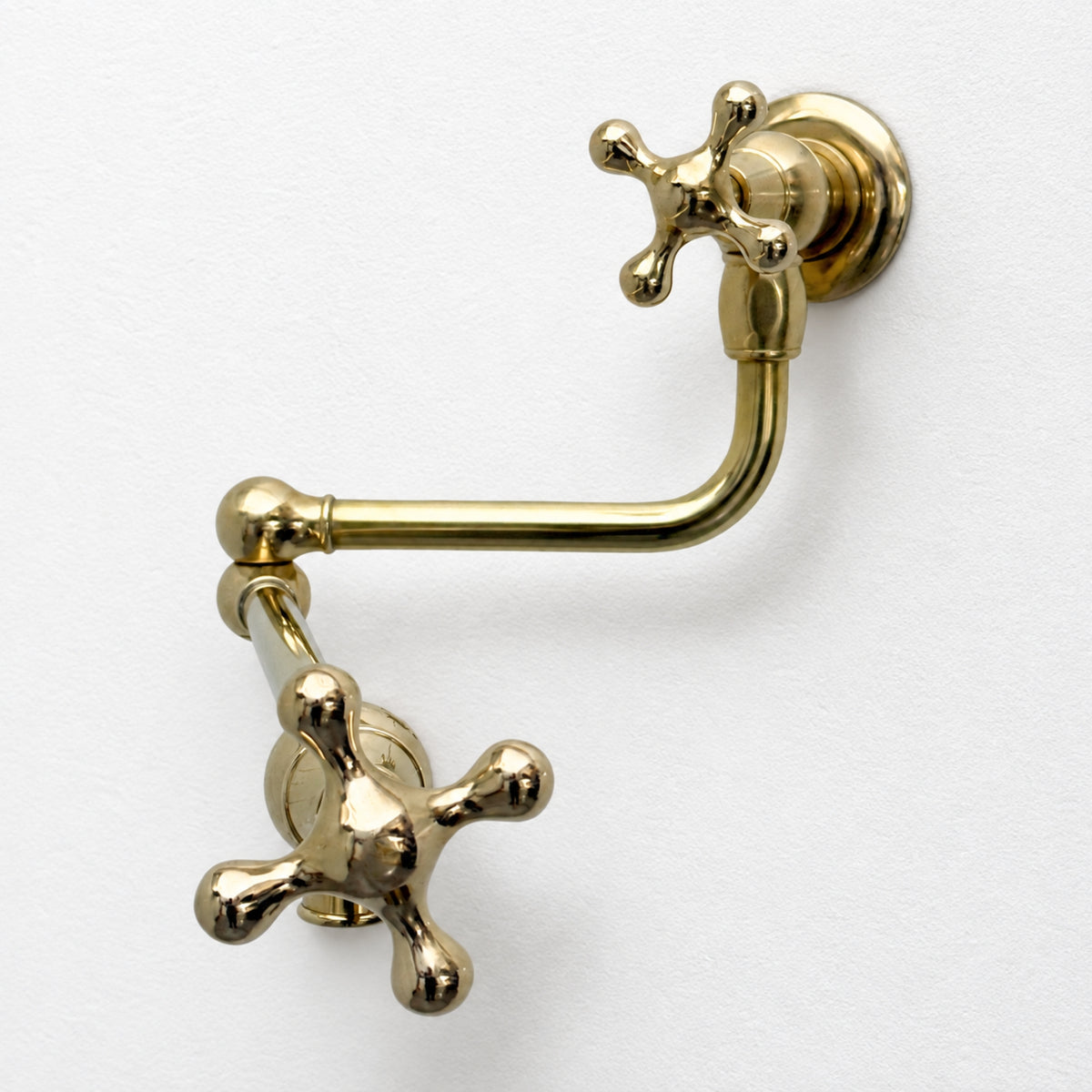 Unlacquered Brass Pot Filler with Cross Handles
