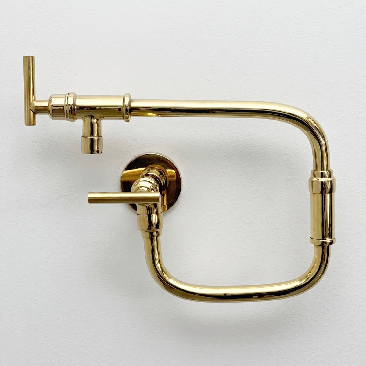 Unlacquered Brass Swing-Arm Pot Filler with Lever Handles