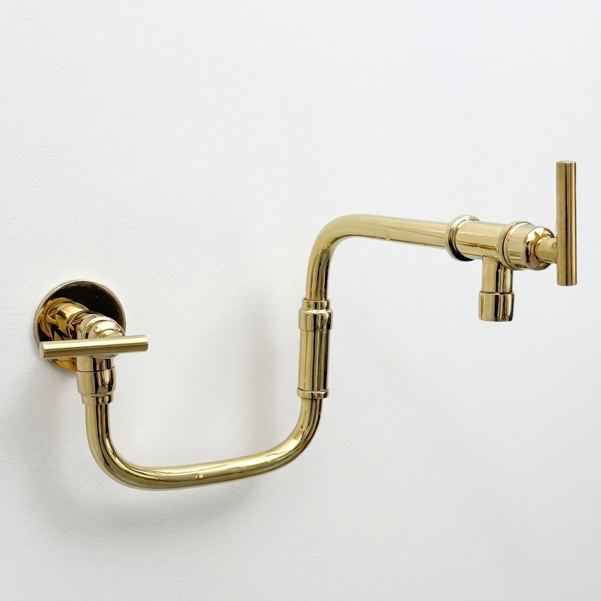 Unlacquered Brass Swing-Arm Pot Filler with Lever Handles