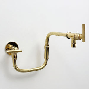 Unlacquered Brass Swing-Arm Pot Filler with Lever Handles
