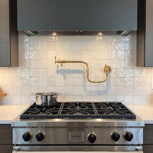 Unlacquered Brass Swing-Arm Pot Filler with Lever Handles