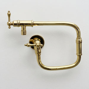 Unlacquered Brass Swing-Arm Pot Filler with Lever Handles
