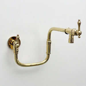 Unlacquered Brass Swing-Arm Pot Filler with Lever Handles