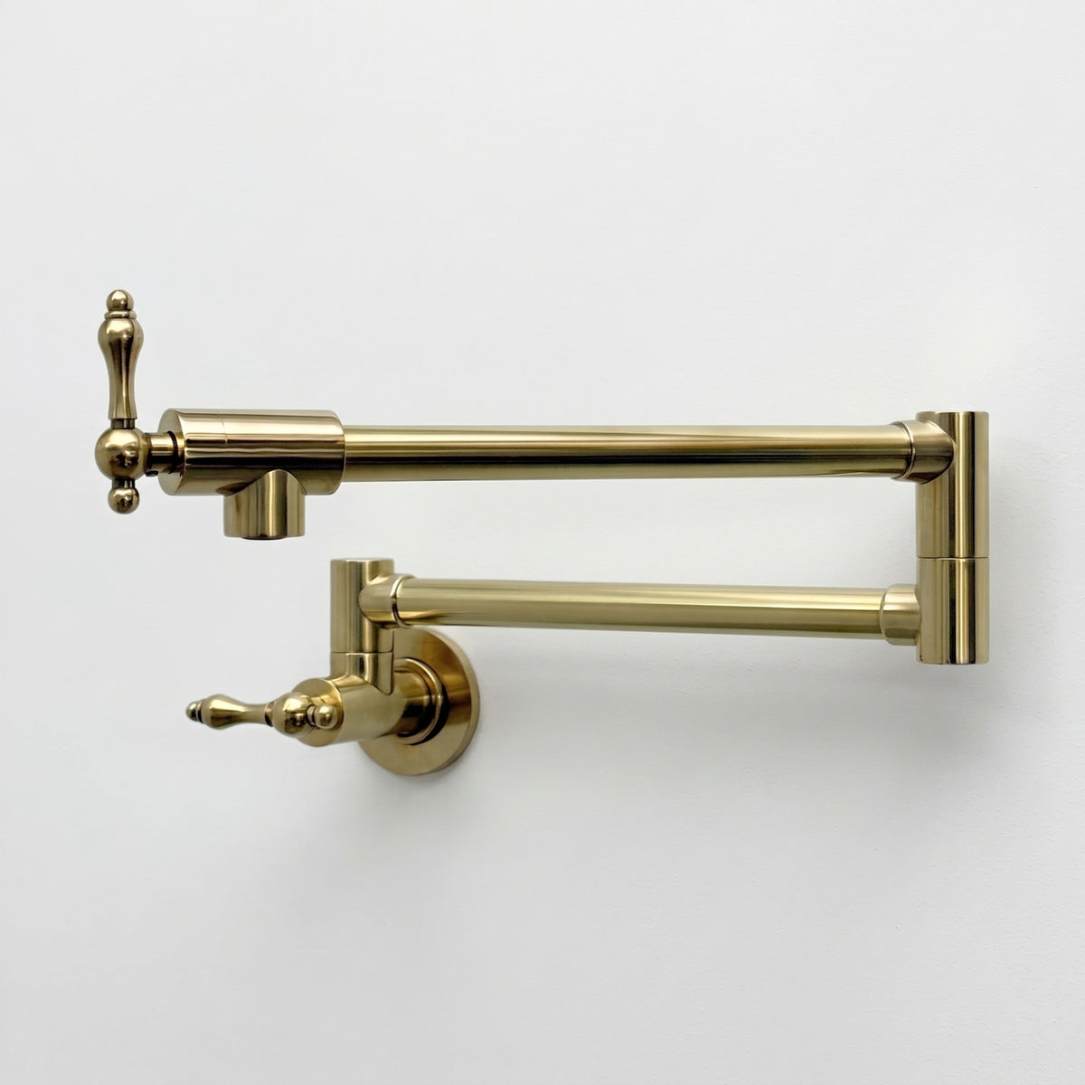 Unlacquered Brass Folding Pot Filler with Lever Handles