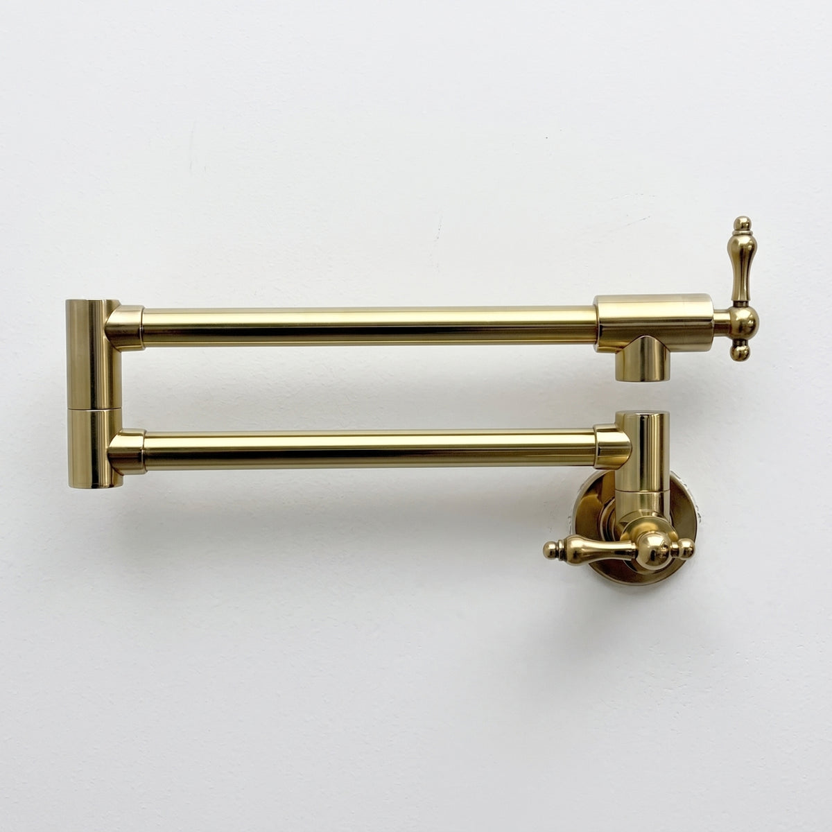 Unlacquered Brass Folding Pot Filler with Lever Handles