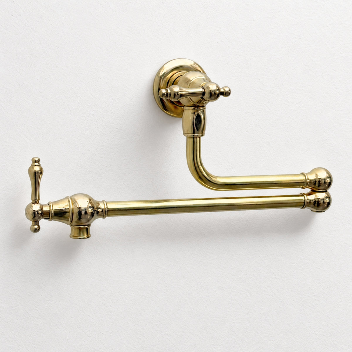 Unlacquered Brass Pot Filler with Lever Handles