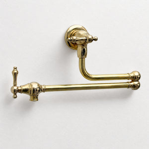 Unlacquered Brass Pot Filler with Lever Handles