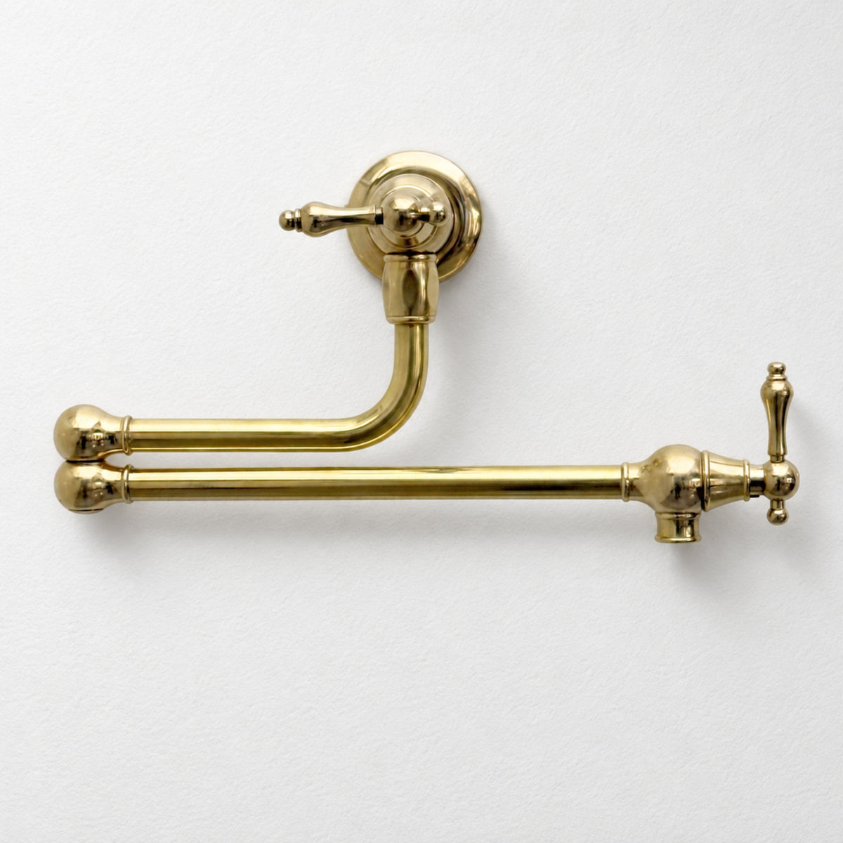 Unlacquered Brass Pot Filler with Lever Handles