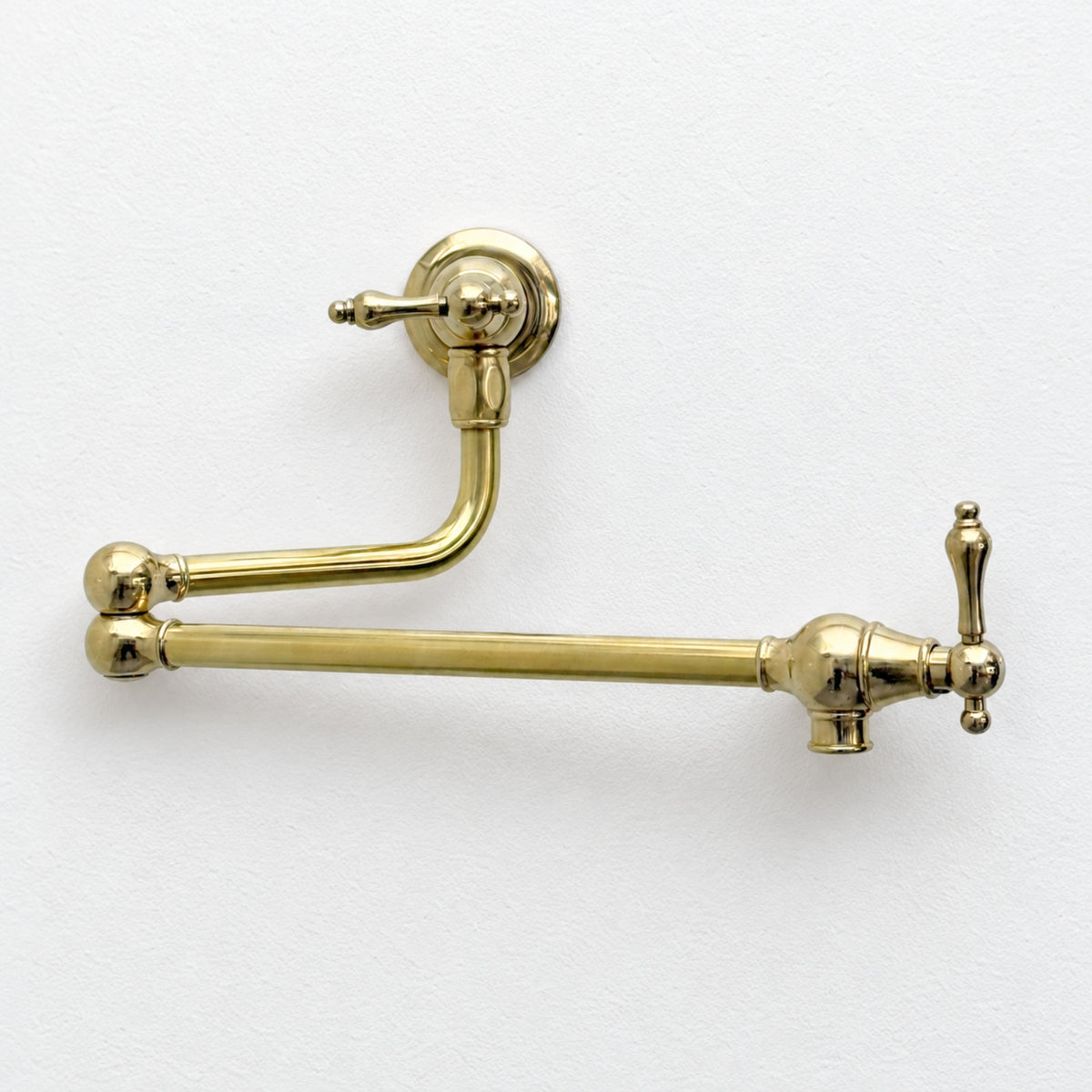 Unlacquered Brass Pot Filler with Lever Handles