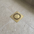 Unlacquered Brass Shower Drain with Removable Cover, Solid Brass Square Shower Drain
