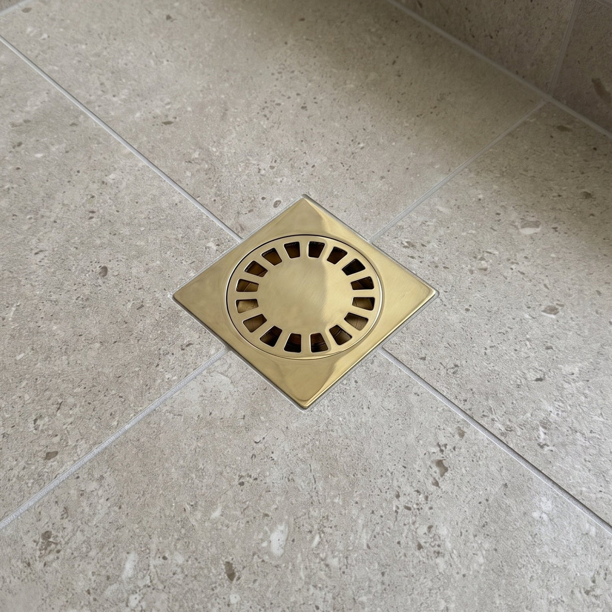Unlacquered Brass Shower Drain with Removable Cover, Solid Brass Square Shower Drain
