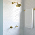 Unlacquered Brass Adjustable Flat Round Rain Shower System — Short arm (UBCSS-007) — shower system overview
