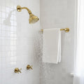 Unlacquered Brass Round Rain Shower System — Short arm (UBCSS-008) — shower system overview