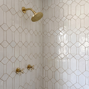 Unlacquered Brass Adjustable 6" Flat Round Rain Shower System, Short Arm