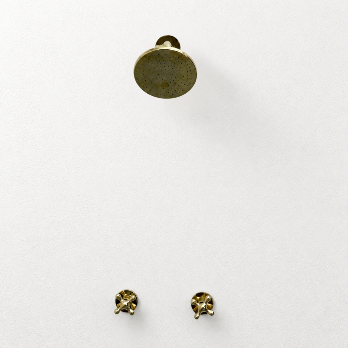 Unlacquered Brass Adjustable 6" Flat Round Rain Shower System, Short Arm