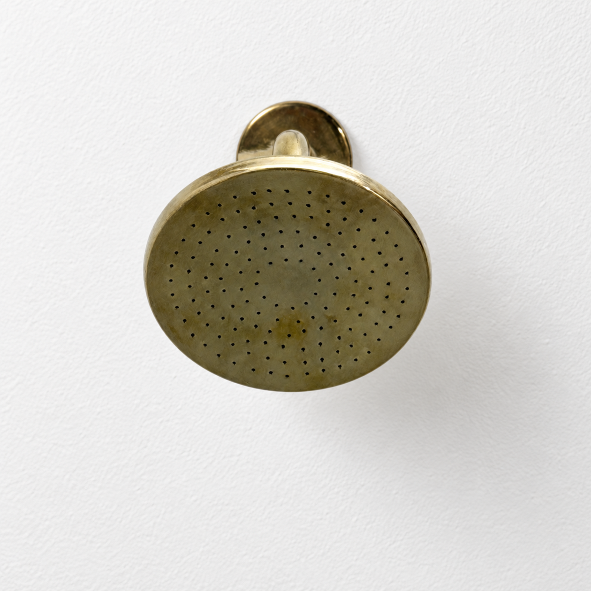 Unlacquered Brass Adjustable 6" Flat Round Rain Shower System, Short Arm