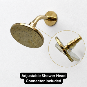 Unlacquered Brass Adjustable 6" Flat Round Rain Shower System, Short Arm