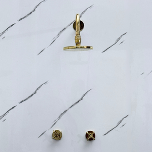 Unlacquered Brass Adjustable Flat Round Rain Shower System — Straight arm (UBCSS-004) — detail view 5