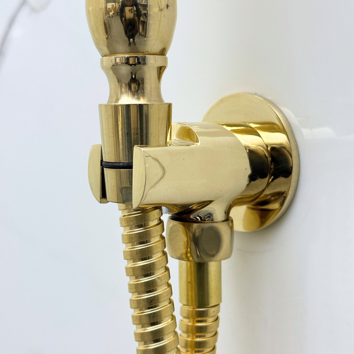 Unlacquered Brass Adjustable Square Rain Shower System with Handheld & Tub Filler — Straight arm (UBCSS-016) — detail view 11