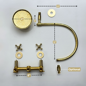 Unlacquered Brass Adjustable Round Rain Shower System — Arcuate arm (UBCSS-003) — detail view 13