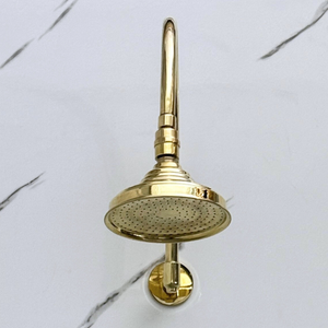 Unlacquered Brass Adjustable Round Rain Shower System — Arcuate arm (UBCSS-003) — detail view 6