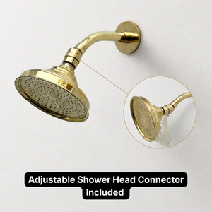 Unlacquered Brass Adjustable 6" Round Rain Shower System, Short Arm