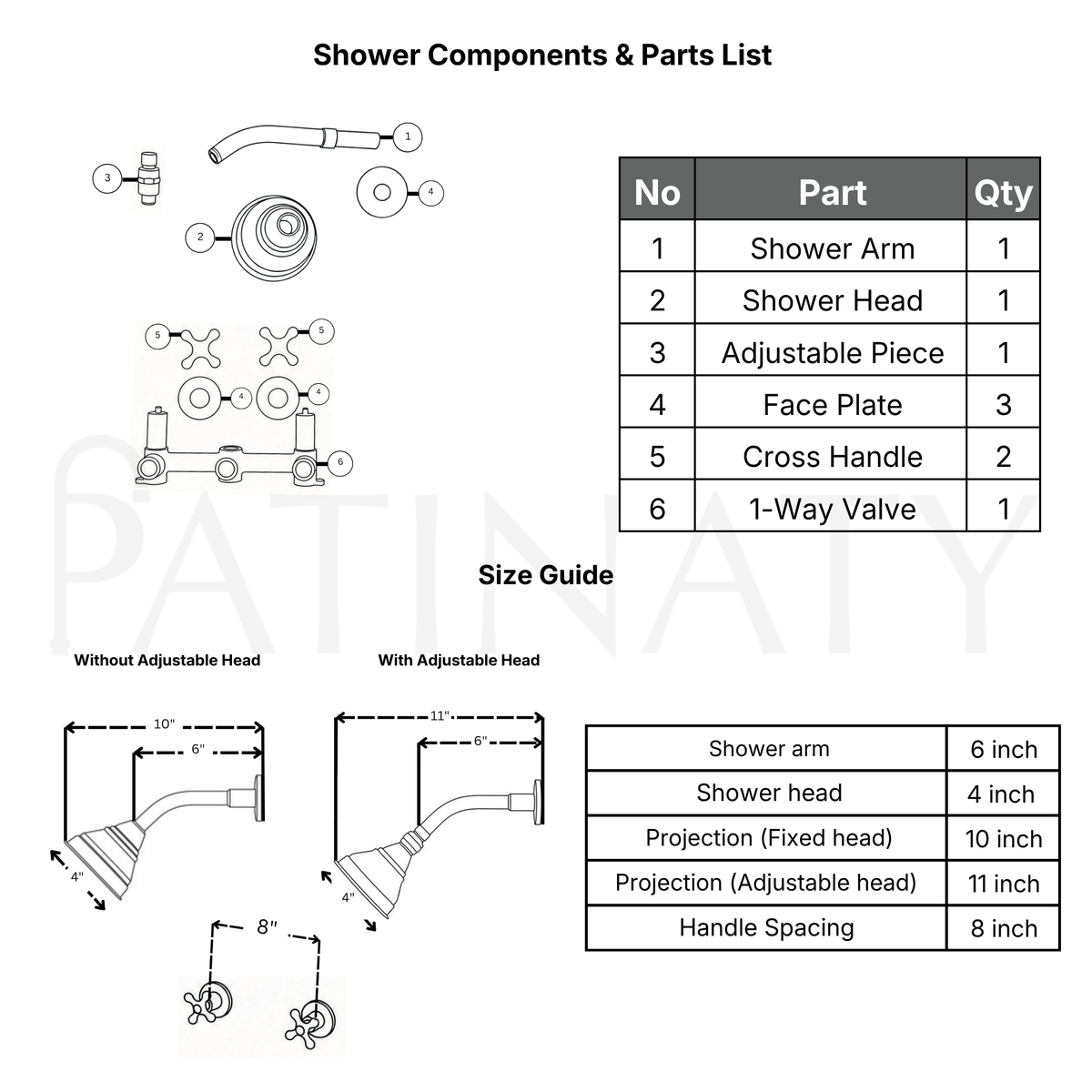 Unlacquered Brass 4" Round Rain Shower System, Short Arm