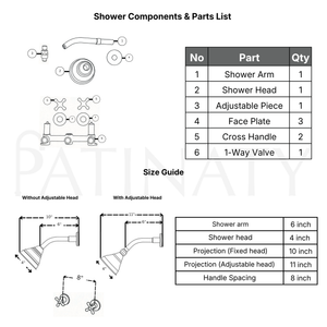 Unlacquered Brass 4" Round Rain Shower System, Short Arm