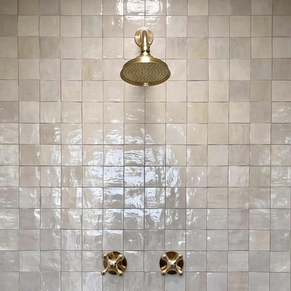 Unlacquered Brass Adjustable 6" Round Rain Shower System, Short Arm