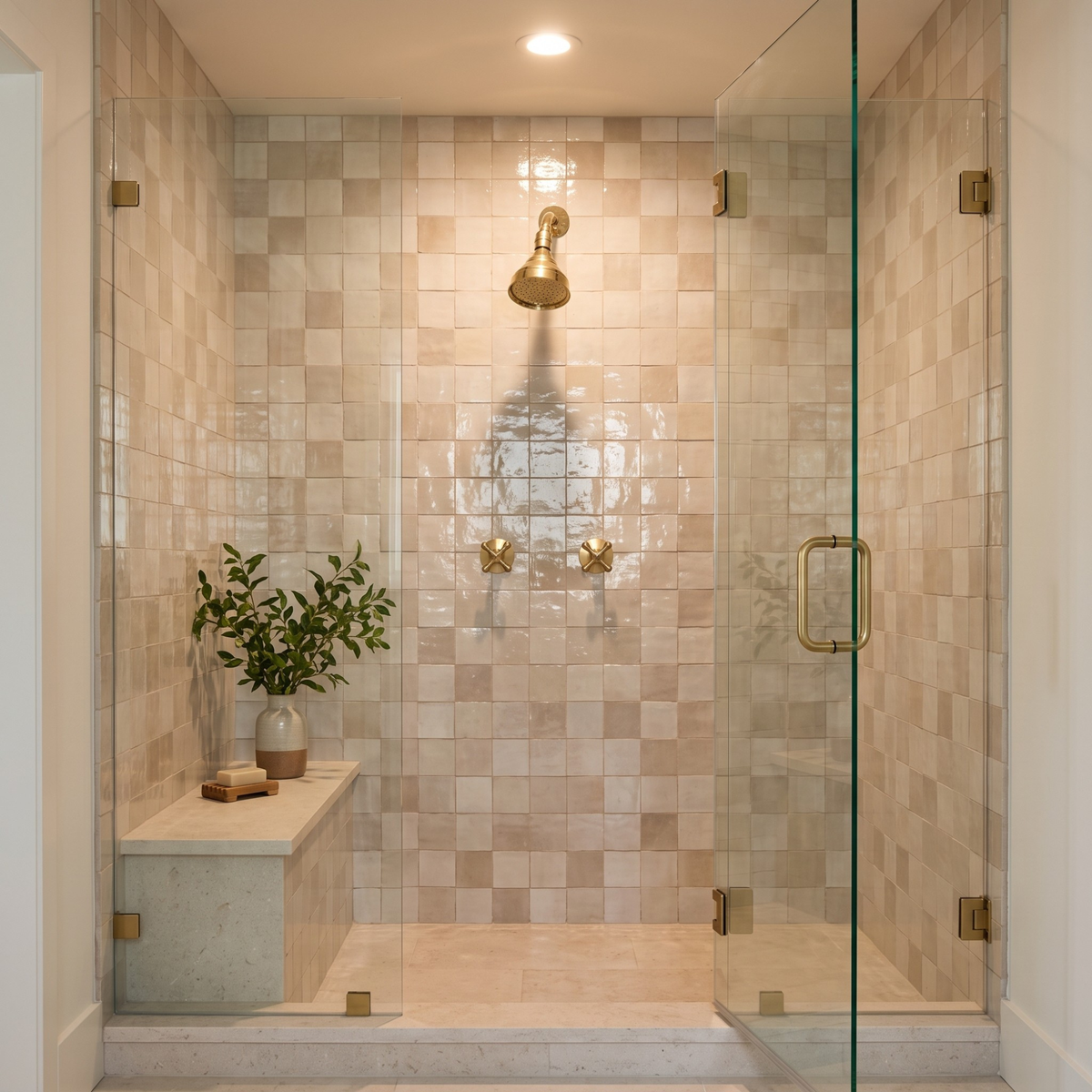 Unlacquered Brass 4" Round Rain Shower System, Short Arm