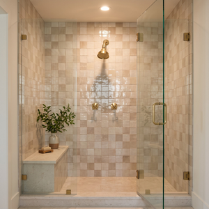 Unlacquered Brass 4" Round Rain Shower System, Short Arm