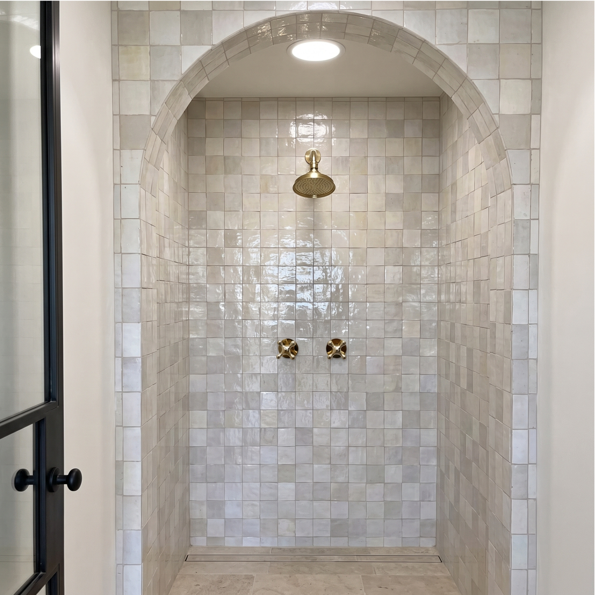 Unlacquered Brass Adjustable 6" Round Rain Shower System, Short Arm