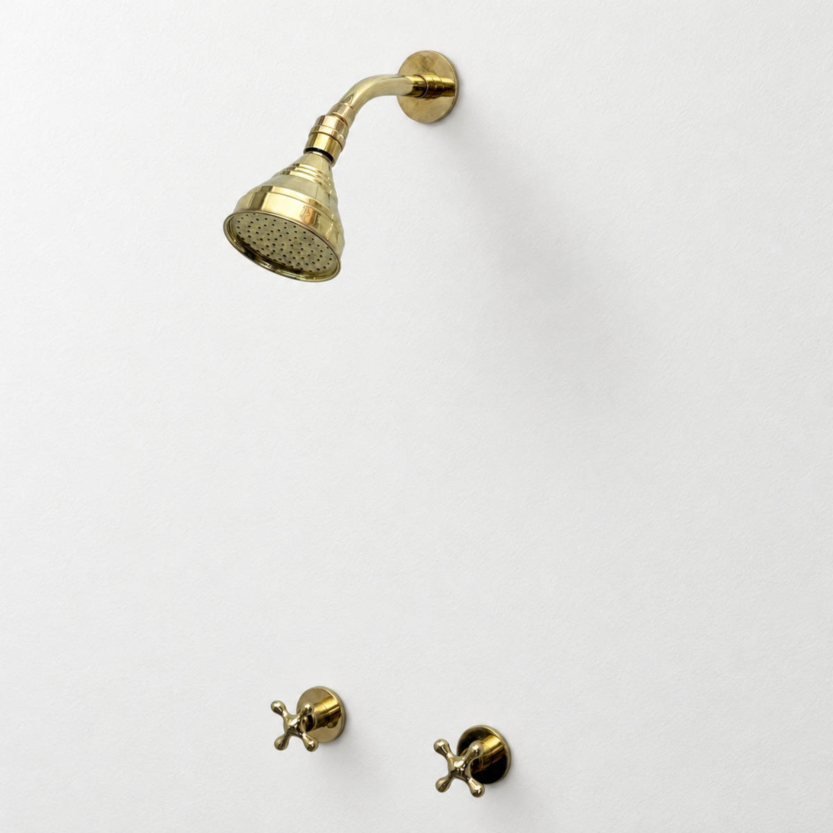 Unlacquered Brass 4" Round Rain Shower System, Short Arm