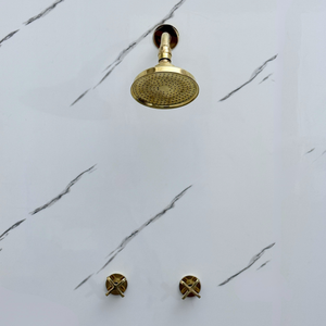 Unlacquered Brass Adjustable Round Rain Shower System — Short arm (UBCSS-009) — detail view 5