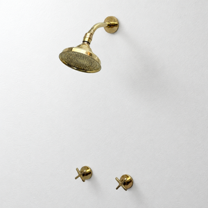 Unlacquered Brass Adjustable 6" Round Rain Shower System, Short Arm