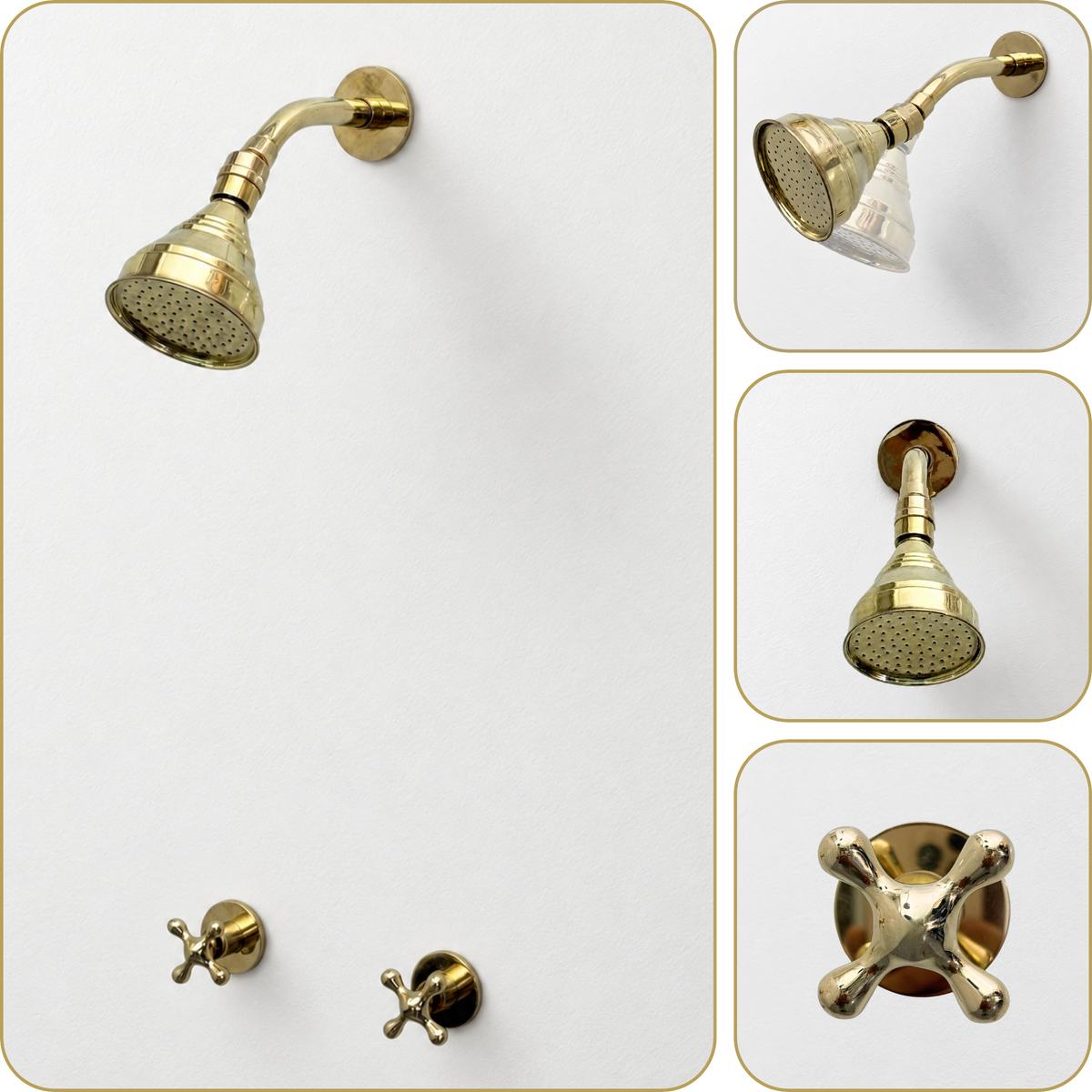 Unlacquered Brass 4" Round Rain Shower System, Short Arm