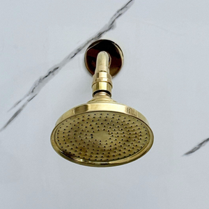 Unlacquered Brass Adjustable Round Rain Shower System — Short arm (UBCSS-009) — detail view 6