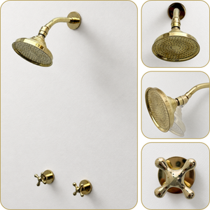 Unlacquered Brass Adjustable 6" Round Rain Shower System, Short Arm