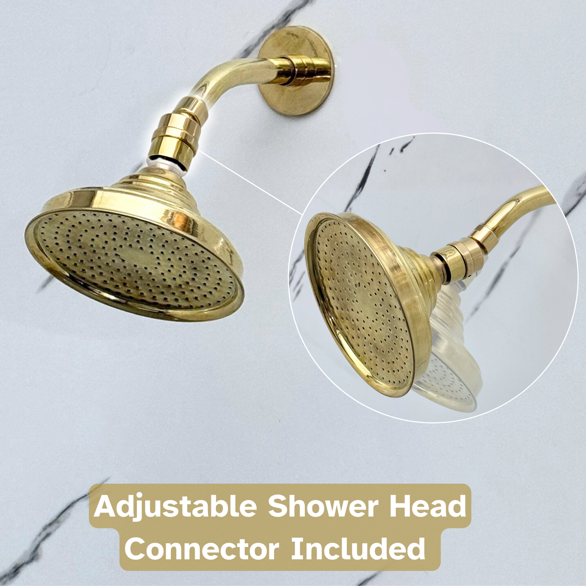 Unlacquered Brass Adjustable Round Rain Shower System — Short arm (UBCSS-009) — detail view 7