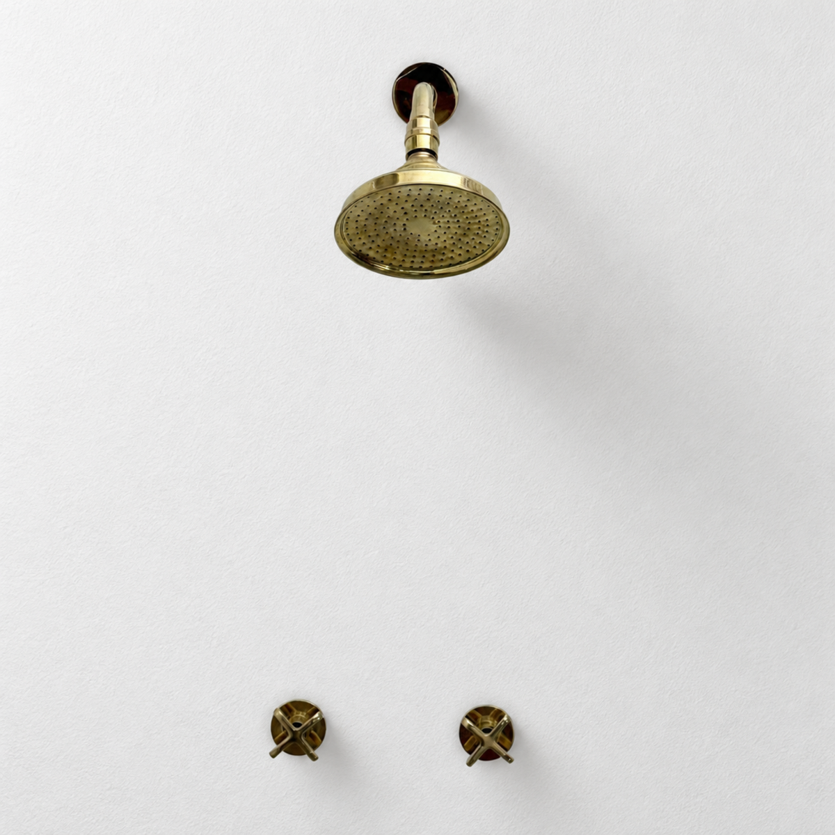 Unlacquered Brass Adjustable 6" Round Rain Shower System, Short Arm