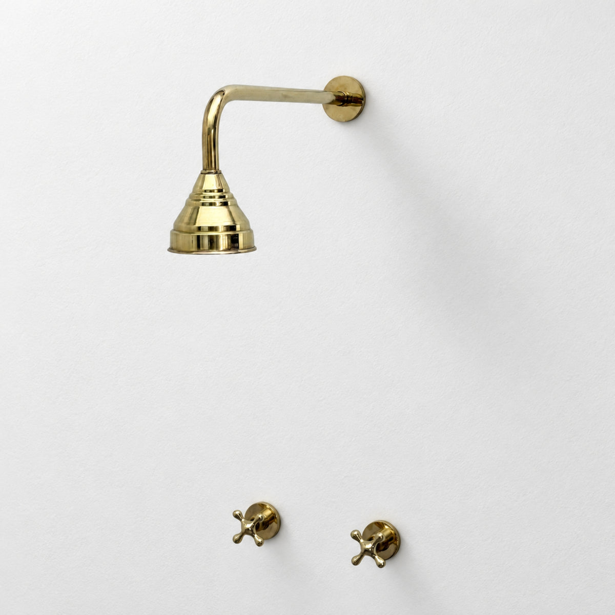 Unlacquered Brass Adjustable 4" Round Rain Shower System, Straight Arm