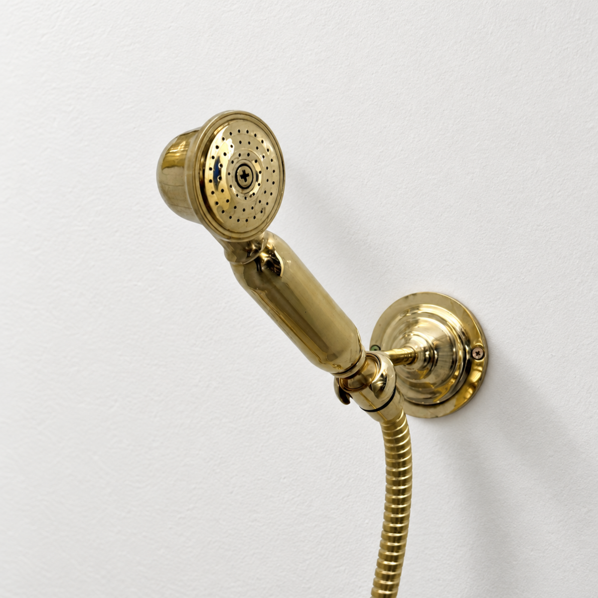 Unlacquered Brass Adjustable 4" Round Rain Shower System with Handheld, Short Arm