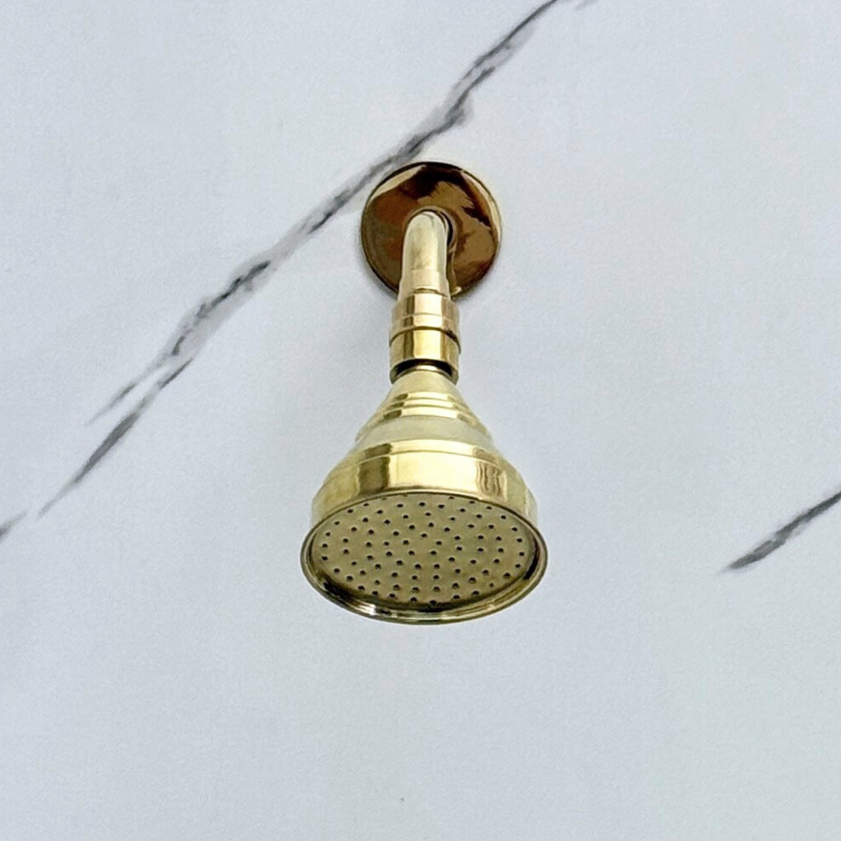 Unlacquered Brass Adjustable Round Rain Shower System with Handheld — Short arm (UBCSS-010) — detail view 6