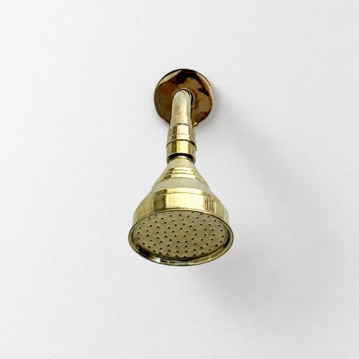 Unlacquered Brass Adjustable 4" Round Rain Shower System with Handheld, Short Arm