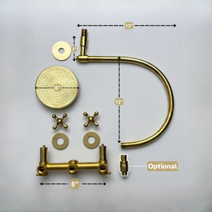 Unlacquered Brass Adjustable Flat Round Rain Shower System — Arcuate arm (UBCSS-001) — detail view 13