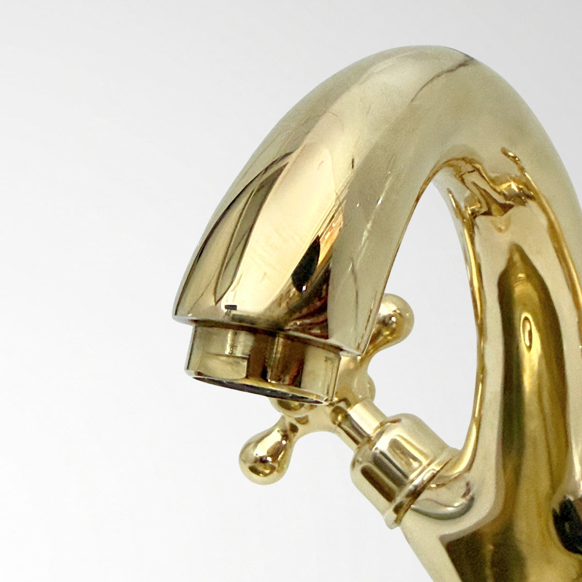 Unlacquered Brass Single Hole Bathroom Faucet with Cross Handles