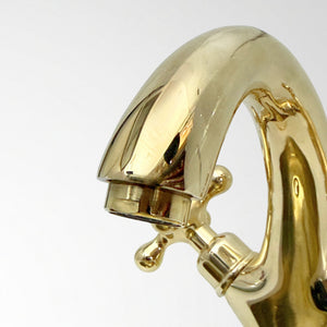 Unlacquered Brass Single Hole Bathroom Faucet with Cross Handles