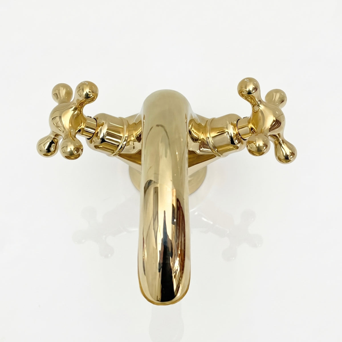 Unlacquered Brass Single Hole Bathroom Faucet with Cross Handles