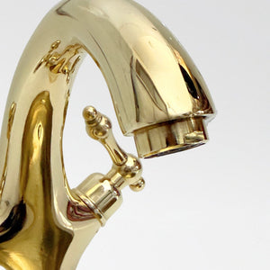 Unlacquered Brass Single Hole Bathroom Faucet with Lever Handles